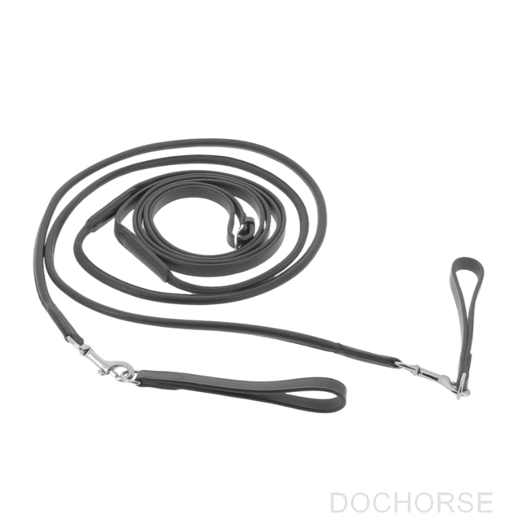 Penelope Draw Reins Cuir Rond Black