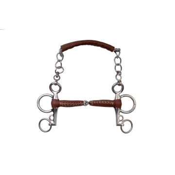 Metalab Wędzidło Pelham Pojedynczo Łamane Skórzane - Krótkie Czanki