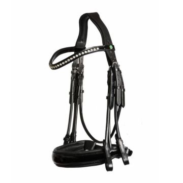 LJ Leathers Dressage Double Bridle Patent Round